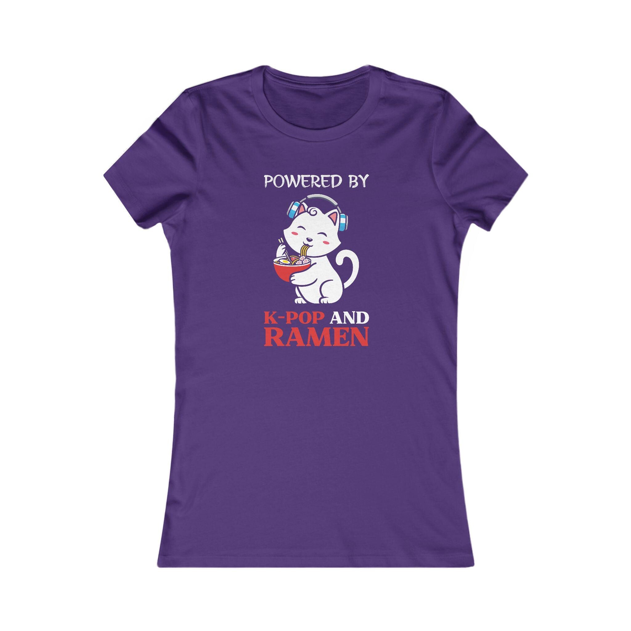 Powered by K-Pop and Ramen Women's Favorite Tee - Fun K-Pop & Ramen Lover Shirt, Trendy Gift for K-Drama Fans and Foodies