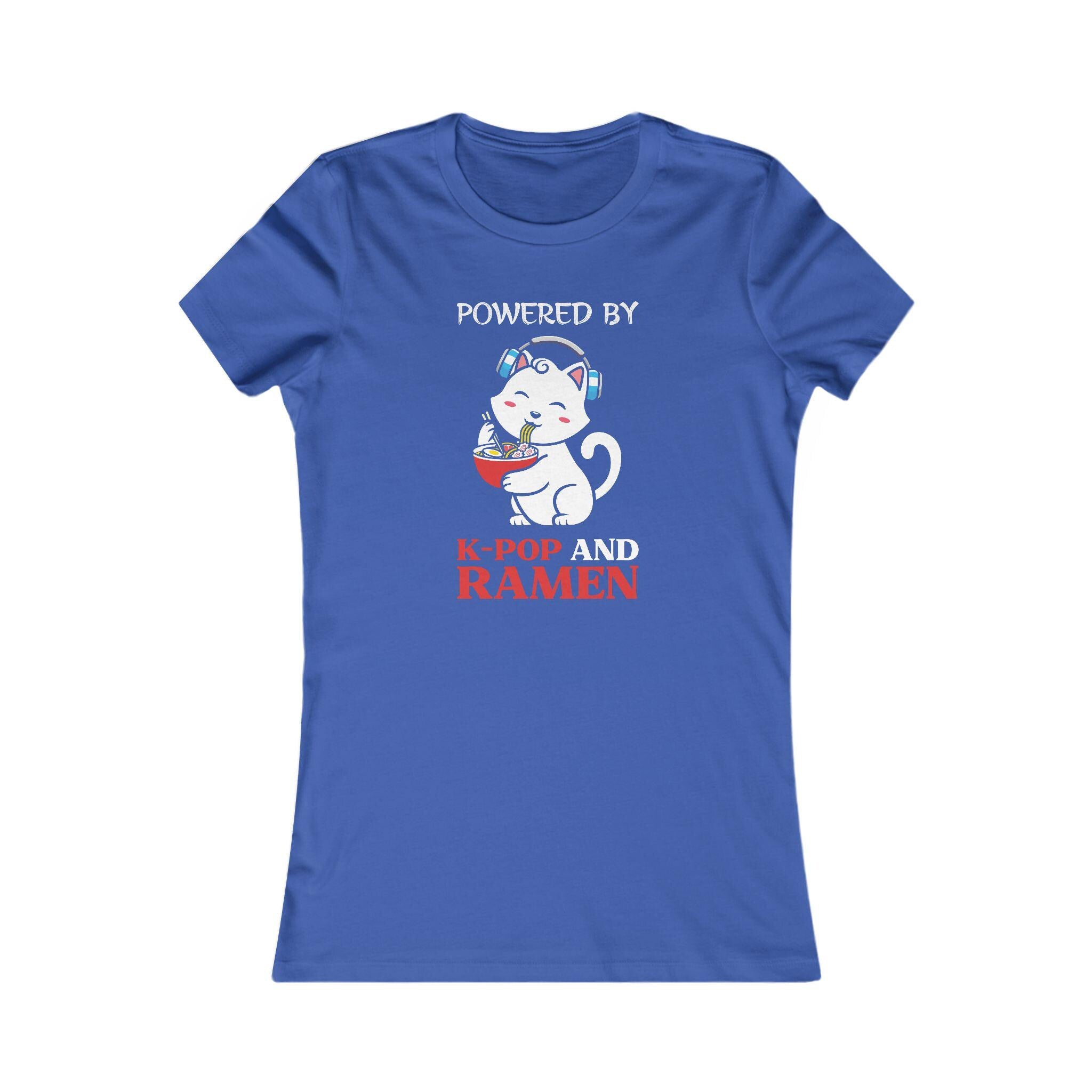 Powered by K-Pop and Ramen Women's Favorite Tee - Fun K-Pop & Ramen Lover Shirt, Trendy Gift for K-Drama Fans and Foodies