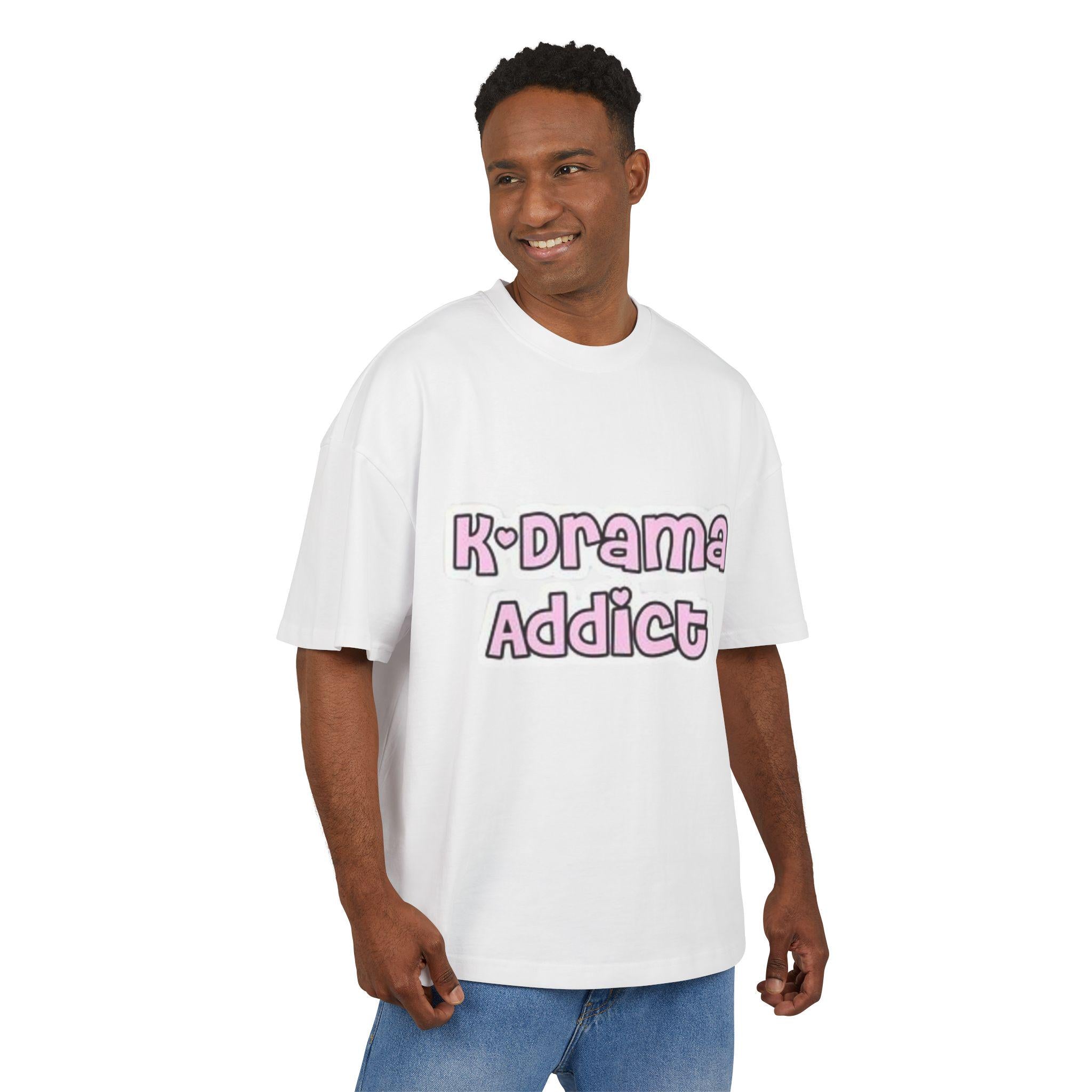 K-Drama Addict Unisex Ultra Heavy Cotton Box Tee, Comfortable & Stylish, Perfect for K-Drama Fans, Trendy Gift for Drama Lovers