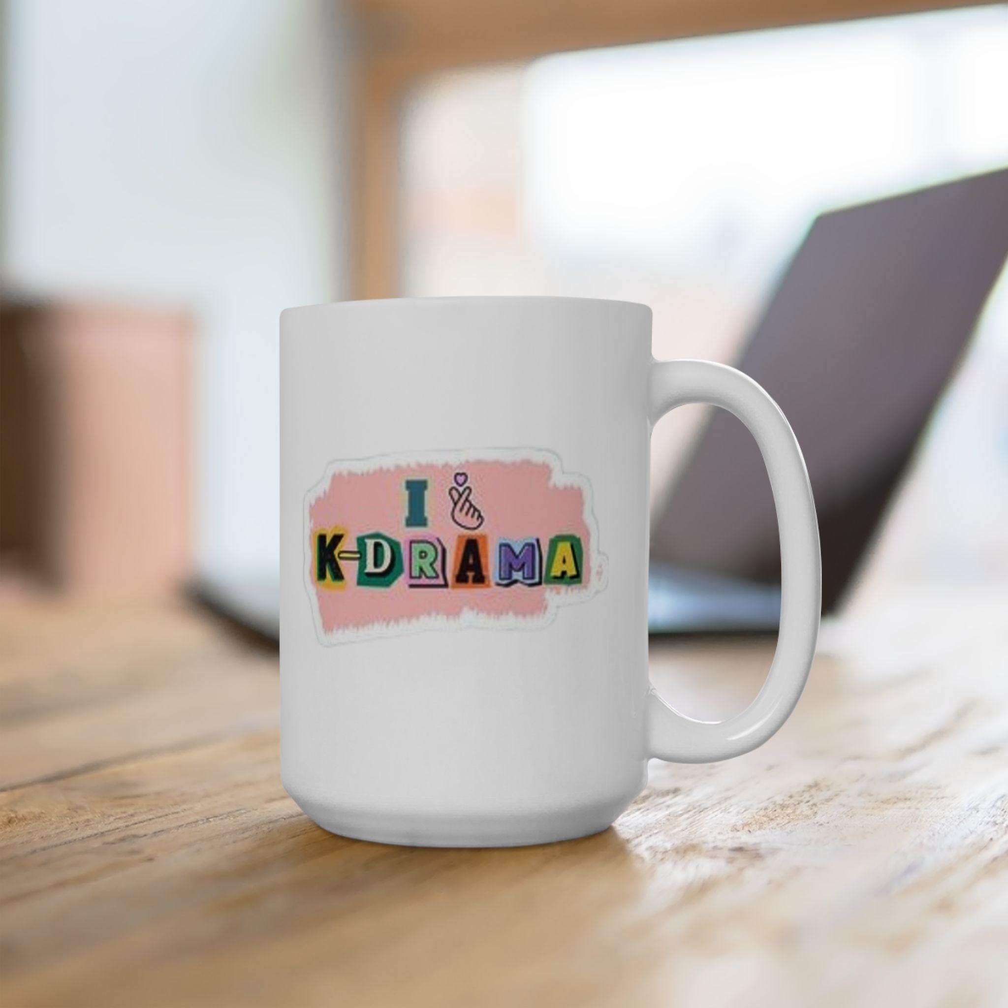 I Love K-Drama Mug, Korean Drama Coffee Mug, South Korea Cup, Kpop Lovers Mug, Kdrama Fans Gift, K-Drama Addict Mug, Kdrama Finger Heart Mug