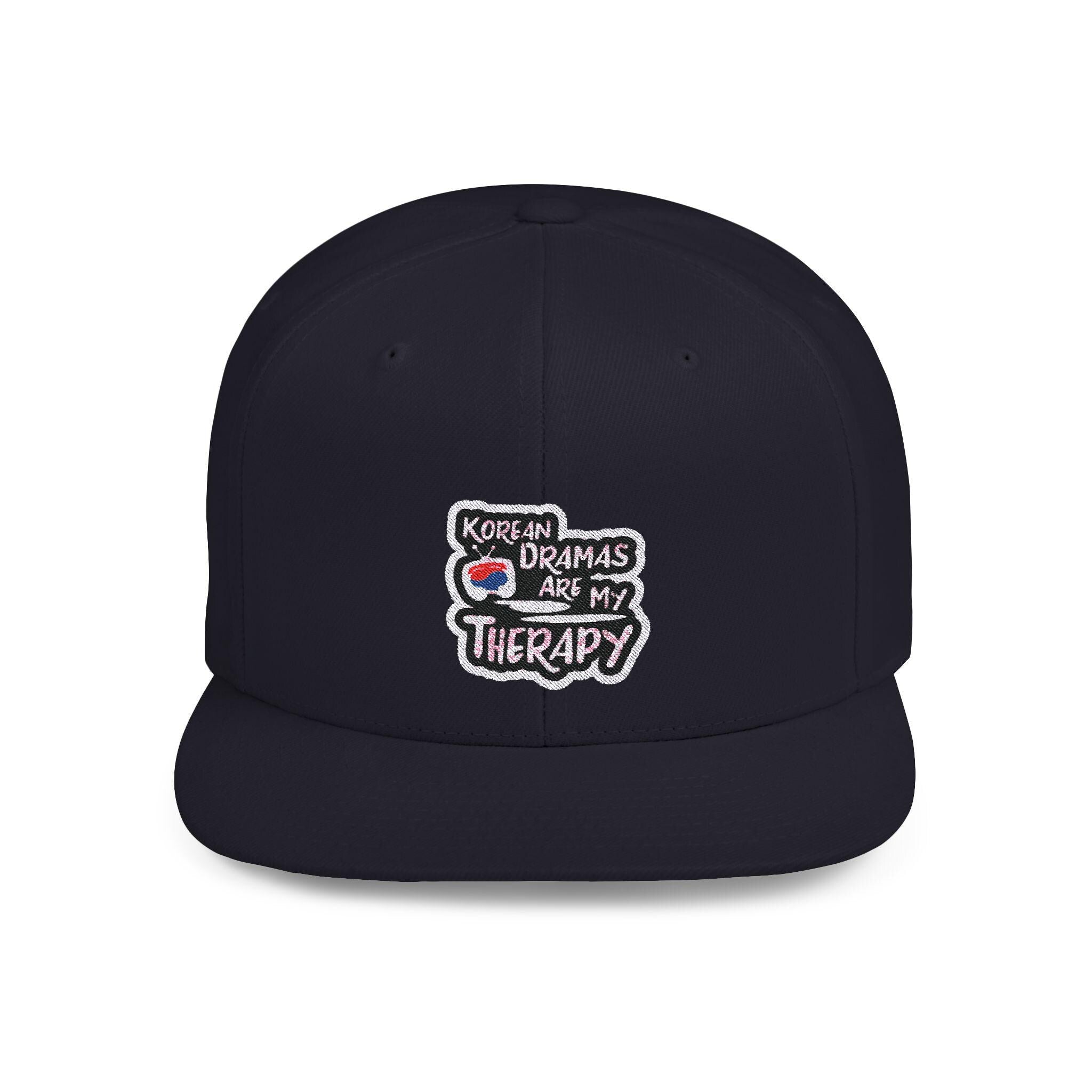 Korean Dramas Are My Therapy Flat Bill Snapback Hat, Embroidered Korean Drama Hat, Adjustable Cap, Korean Drama Fan Hat, Embroidered Dad Cap