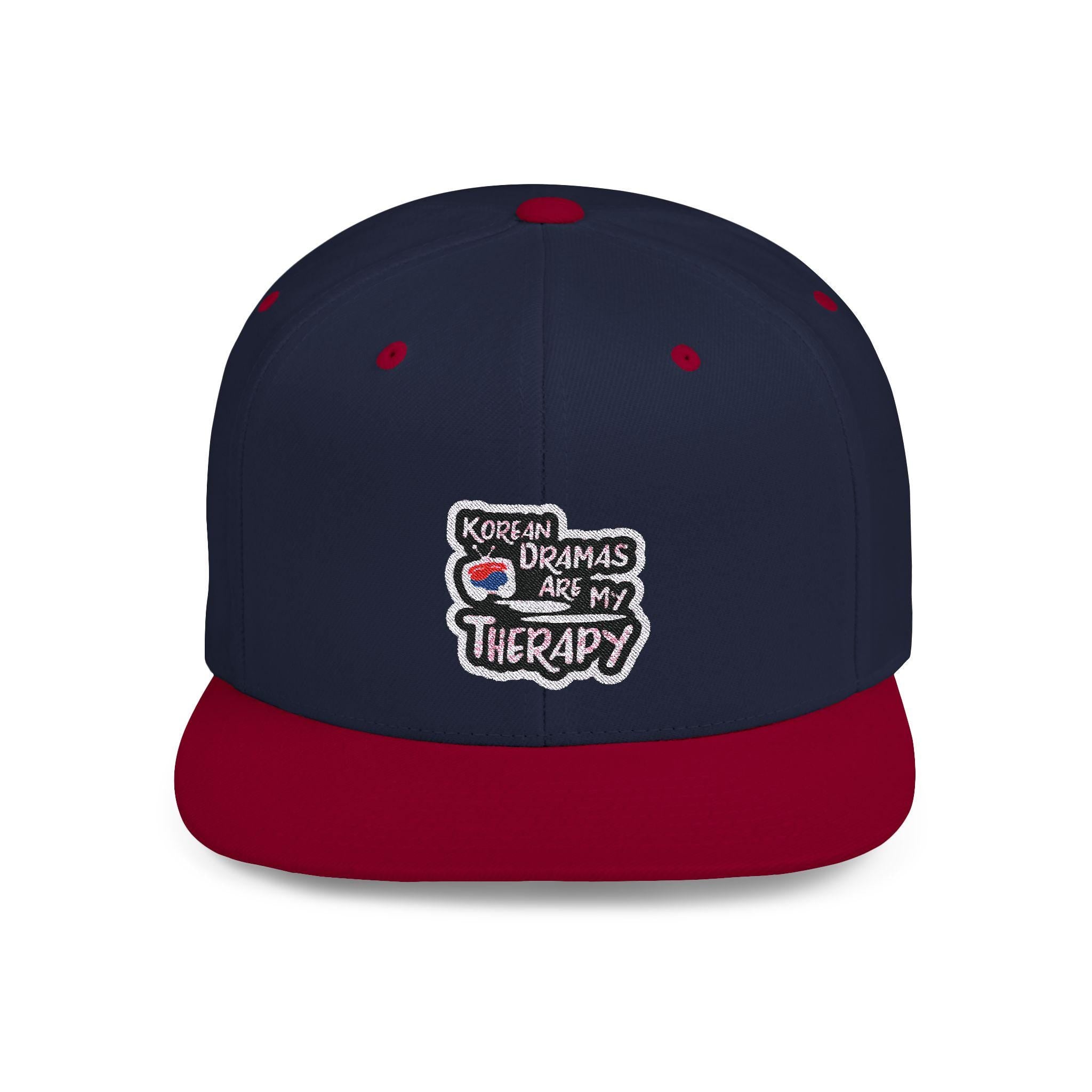 Korean Dramas Are My Therapy Flat Bill Snapback Hat, Embroidered Korean Drama Hat, Adjustable Cap, Korean Drama Fan Hat, Embroidered Dad Cap