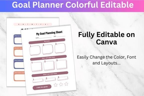 Goal Planner, Digital Planner, Daily Planner, Weekly Planner, Monthly Planner