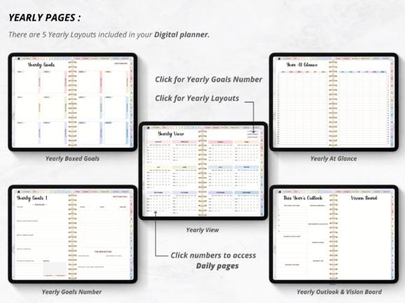 Digital Planner, Digital Calendar, All in One Digital Planner, Daily Planner, Weekly Planner