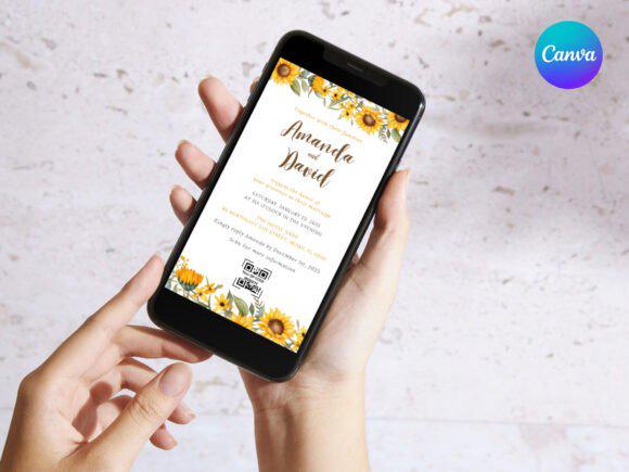 Sunflower Wedding Invite Template, Wedding Template