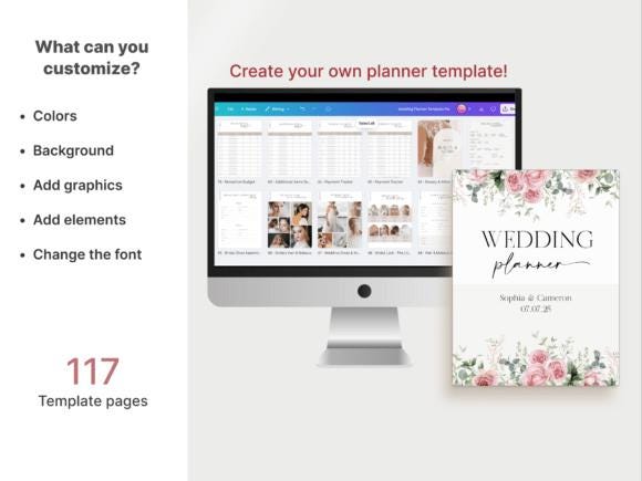 Wedding Planner, bridal planner, Editable Wedding Invitation, Modern Invite Suite, Elegant Printable Details Set, Instant Download