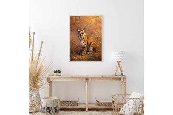 Lynx Cat Printable Wall Art, Lynx Cat Digital Download Art, Wild Lynx Cat Wall Art Print