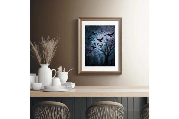 Ravens Gothic Printable Wall Art, Raven Printable Wall Art, Digital Wall Art