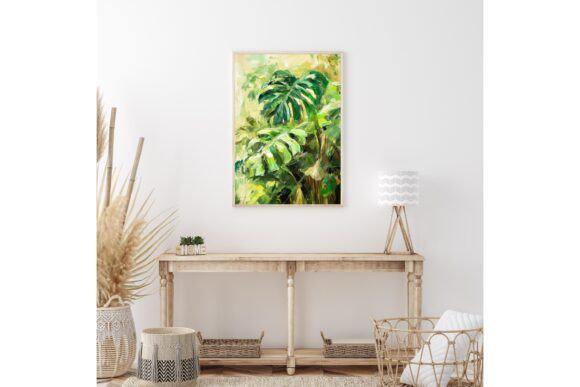 Monstera Leaf Printable Wall Art, Minimalist Monstera Leaf Art Print, Digital Wall Art