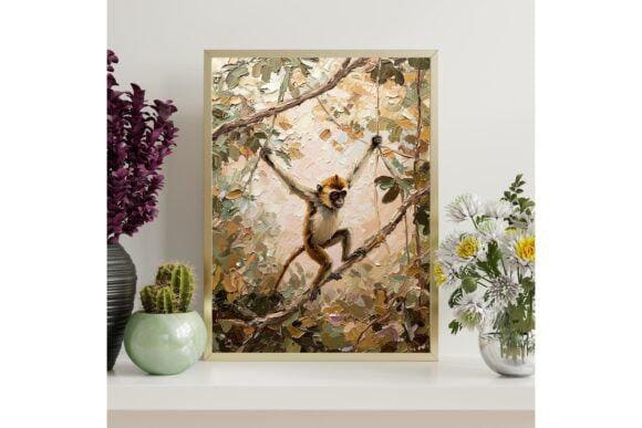 Macaque Monkey Printable Wall Art, Macaque Monkey Digital Art Print , Digital Wall Art