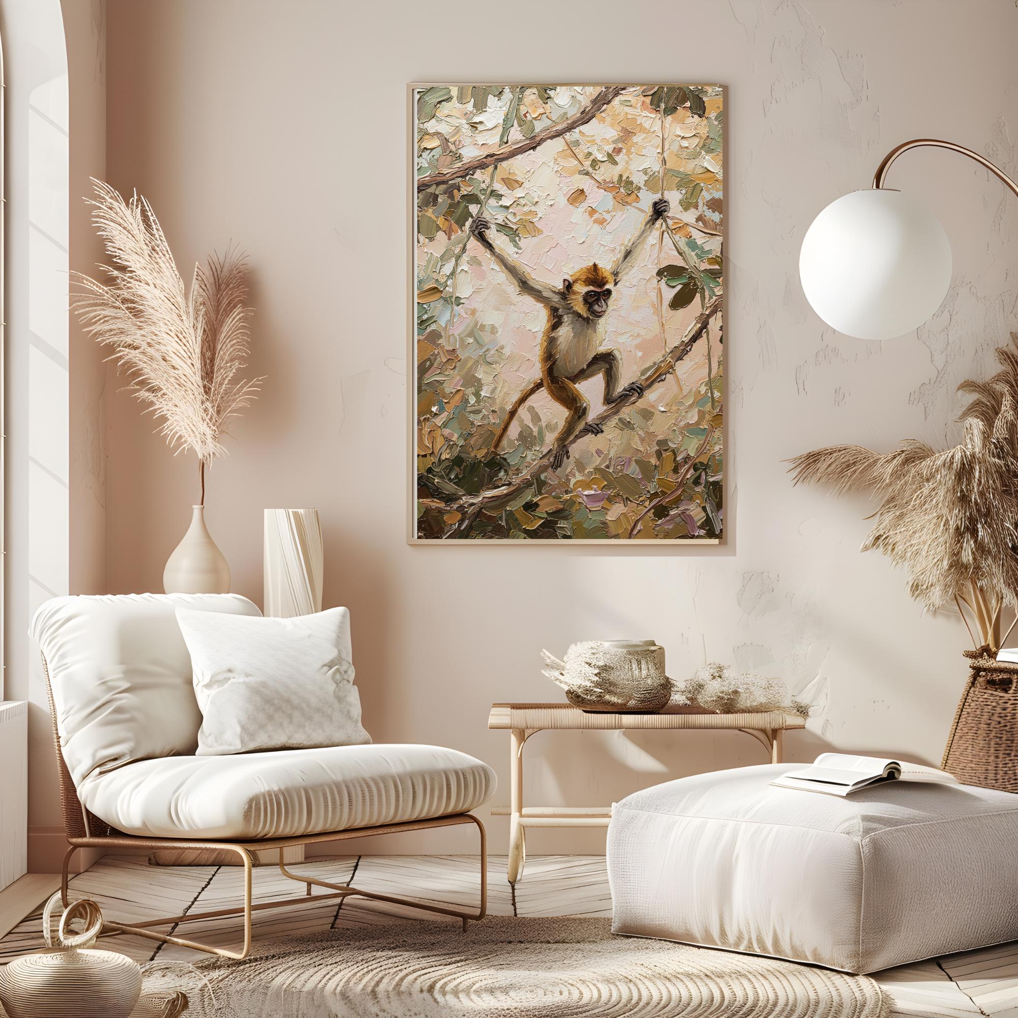 Macaque Monkey Printable Wall Art, Macaque Monkey Digital Art Print , Digital Wall Art