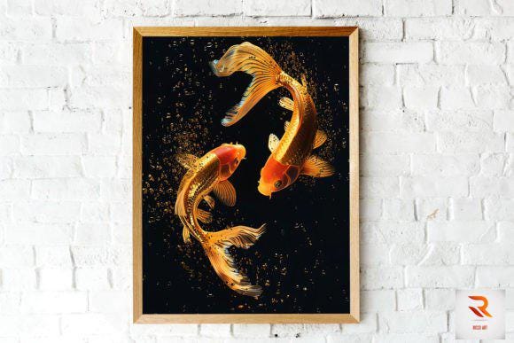 Fantastic Goldfish Wall Art, Whimsical Goldfish Printable Wall Art, Goldfish Digital Wall Art Print, Digital Wall Art