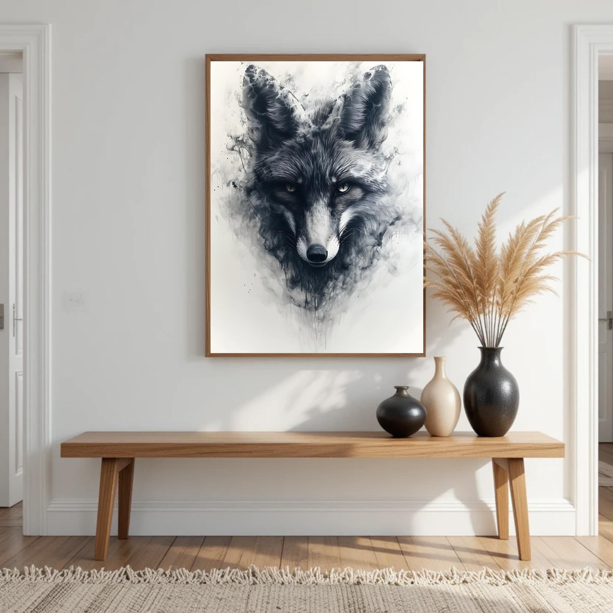 Ghost Fox Fantasy Beautiful Wall Art, Mystical Ghost Fox Wall Art, Beautiful Ghost Fox Printable Wall Art