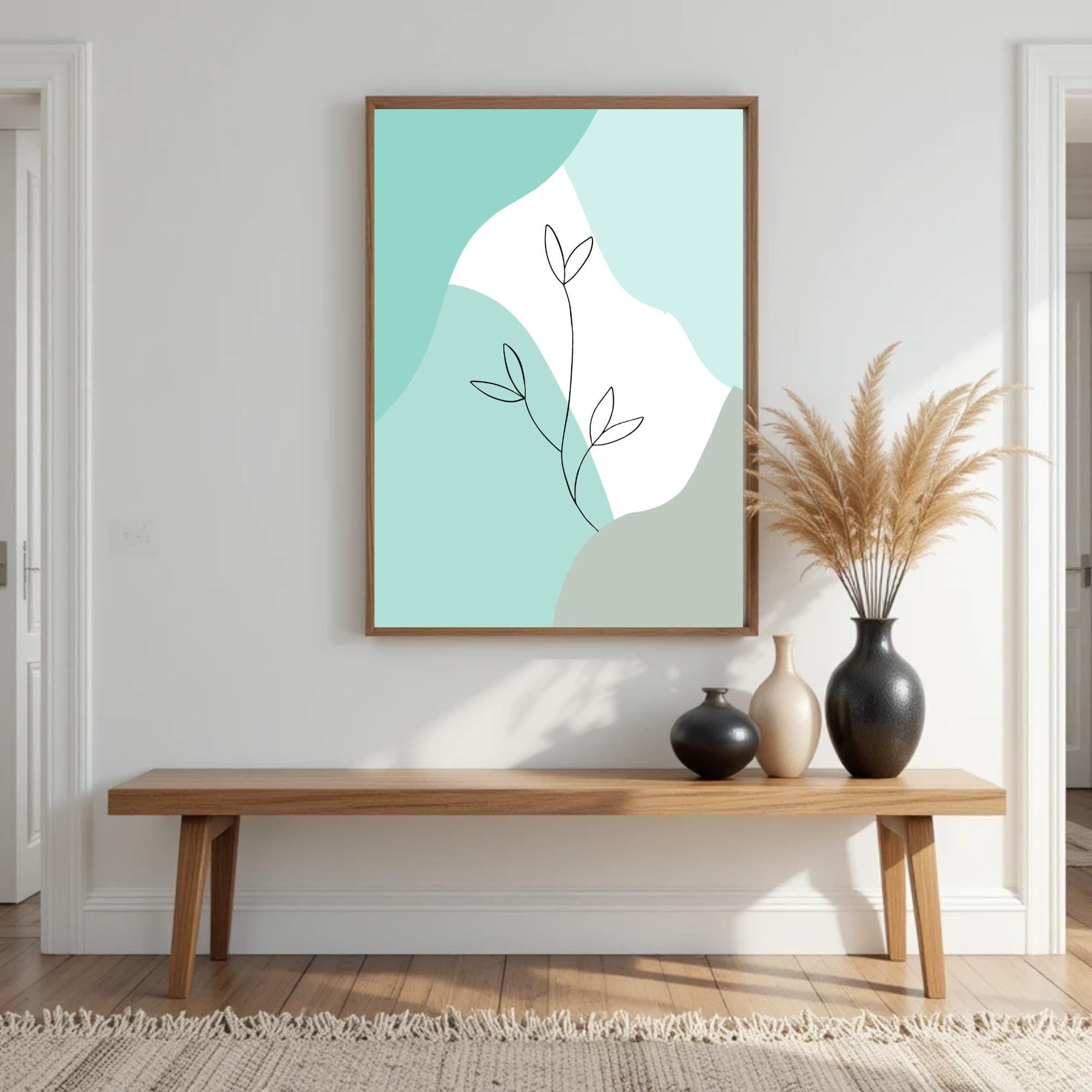 Printable Blue Abstract Wall Art, Gift for Her, Modern Blue Abstract Wall Art, Printable Wall Art