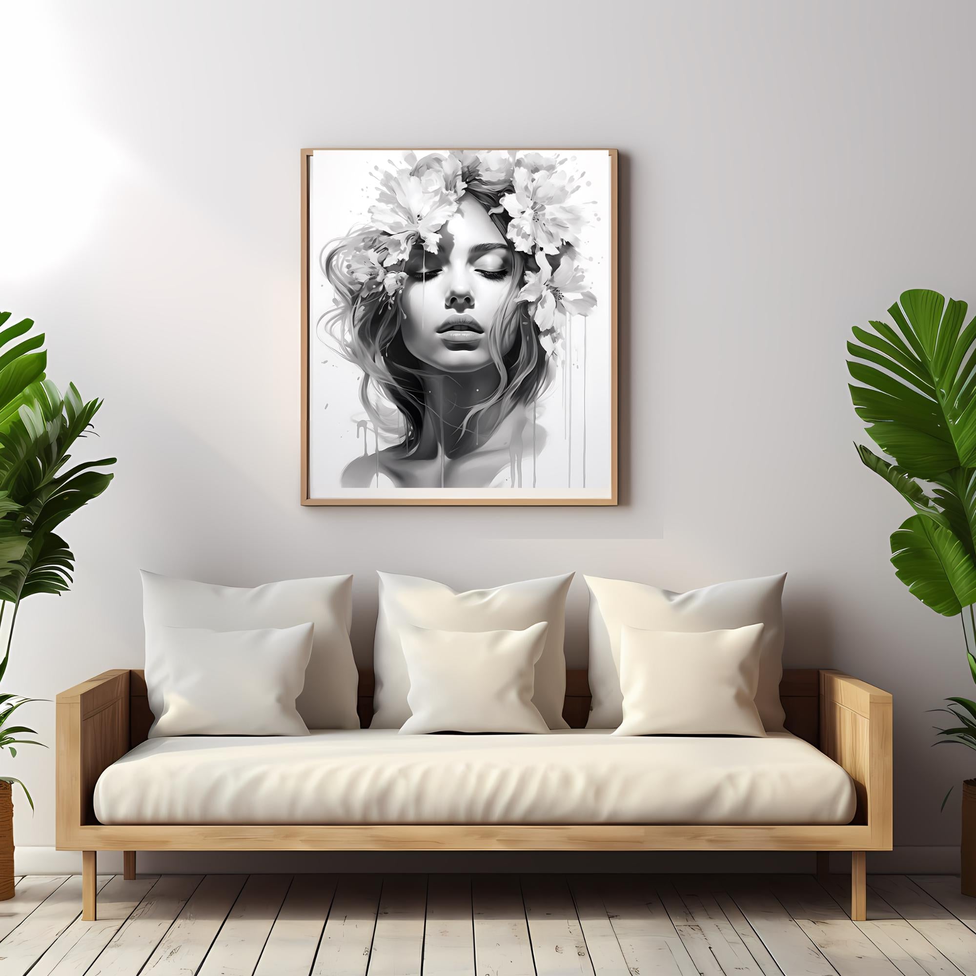 Beautiful Dreamy Girl Painting Wall Art, Beautiful Girl Painting Printable, Dreamy Girl Art Print,