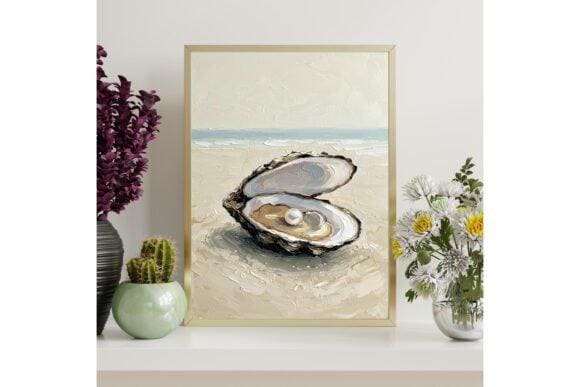 Ocean Pearl Printable Wall Art Decor, Coastal Digital Download, Beach-Themed Decor, Sea-Inspired Minimalist Art