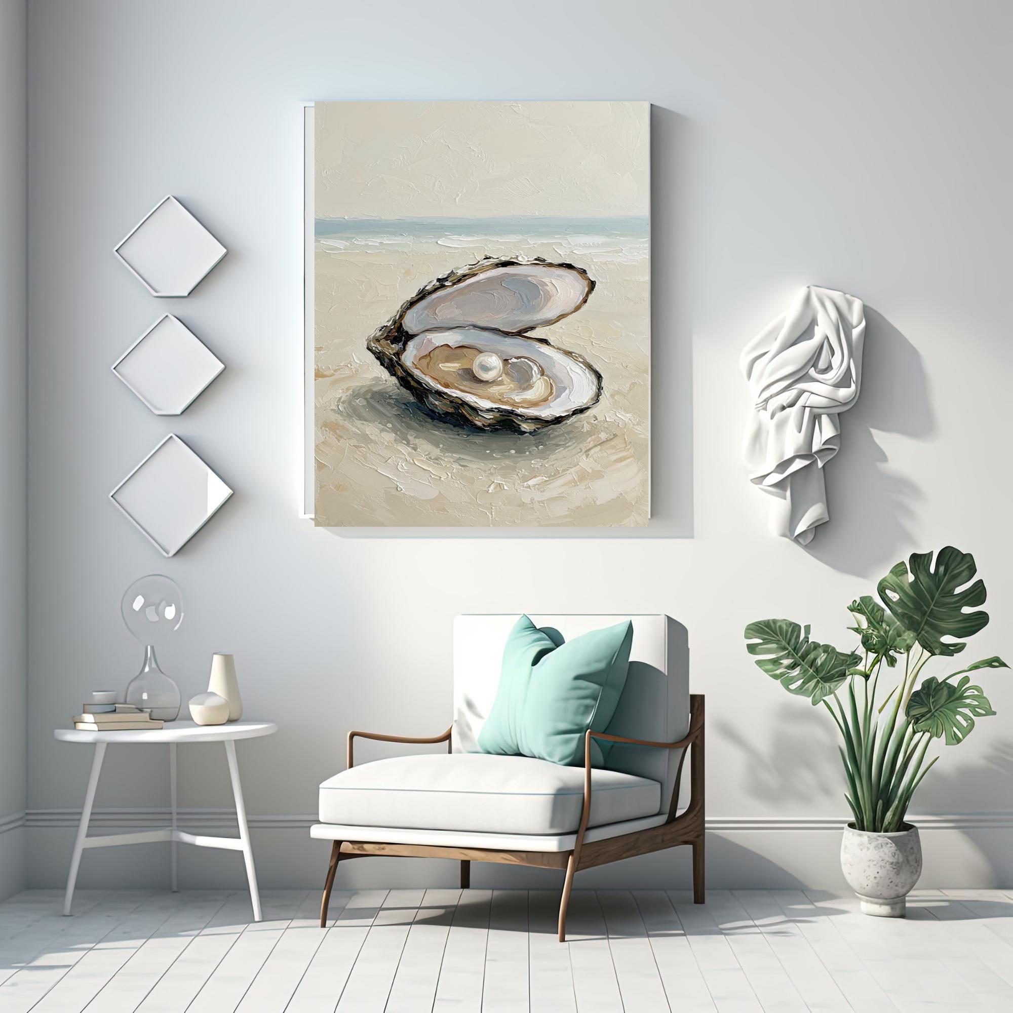 Ocean Pearl Printable Wall Art Decor, Coastal Digital Download, Beach-Themed Decor, Sea-Inspired Minimalist Art