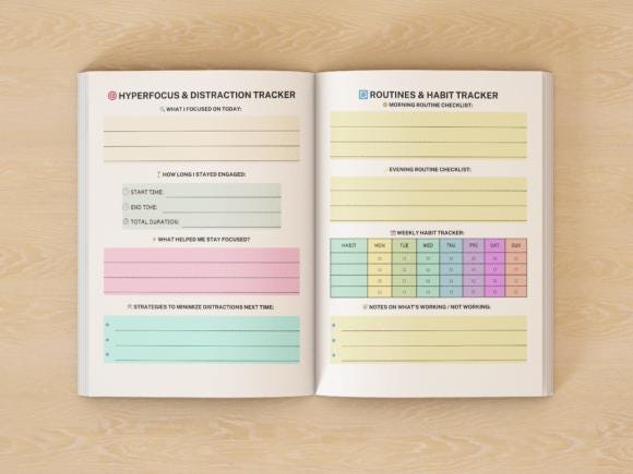 ADHD Planner, Digital planner, Daily Planner, Weekly Meal Planner,