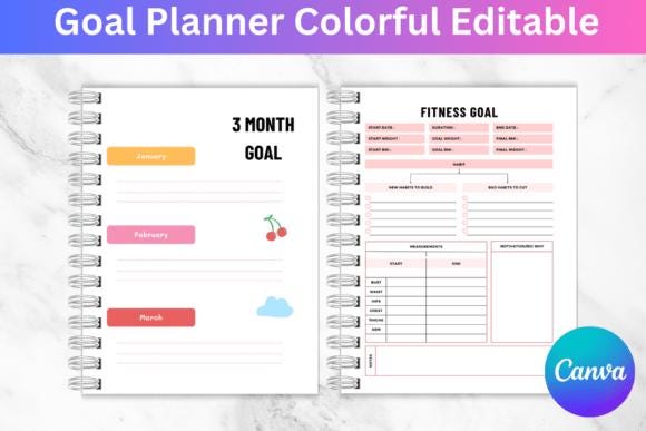 Goal Planner, Digital Planner, Daily Planner, Weekly Planner, Monthly Planner
