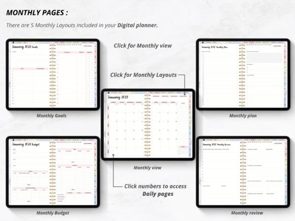 Digital Planner, Digital Calendar, All in One Digital Planner, Daily Planner, Weekly Planner