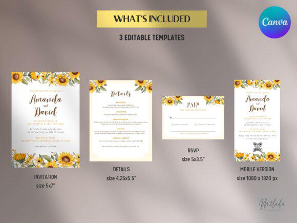 Sunflower Wedding Invite Template, Wedding Template