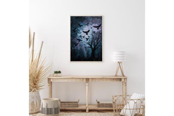 Ravens Gothic Printable Wall Art, Raven Printable Wall Art, Digital Wall Art