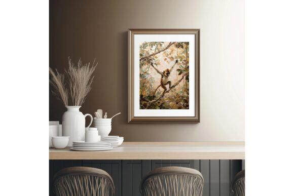 Macaque Monkey Printable Wall Art, Macaque Monkey Digital Art Print , Digital Wall Art