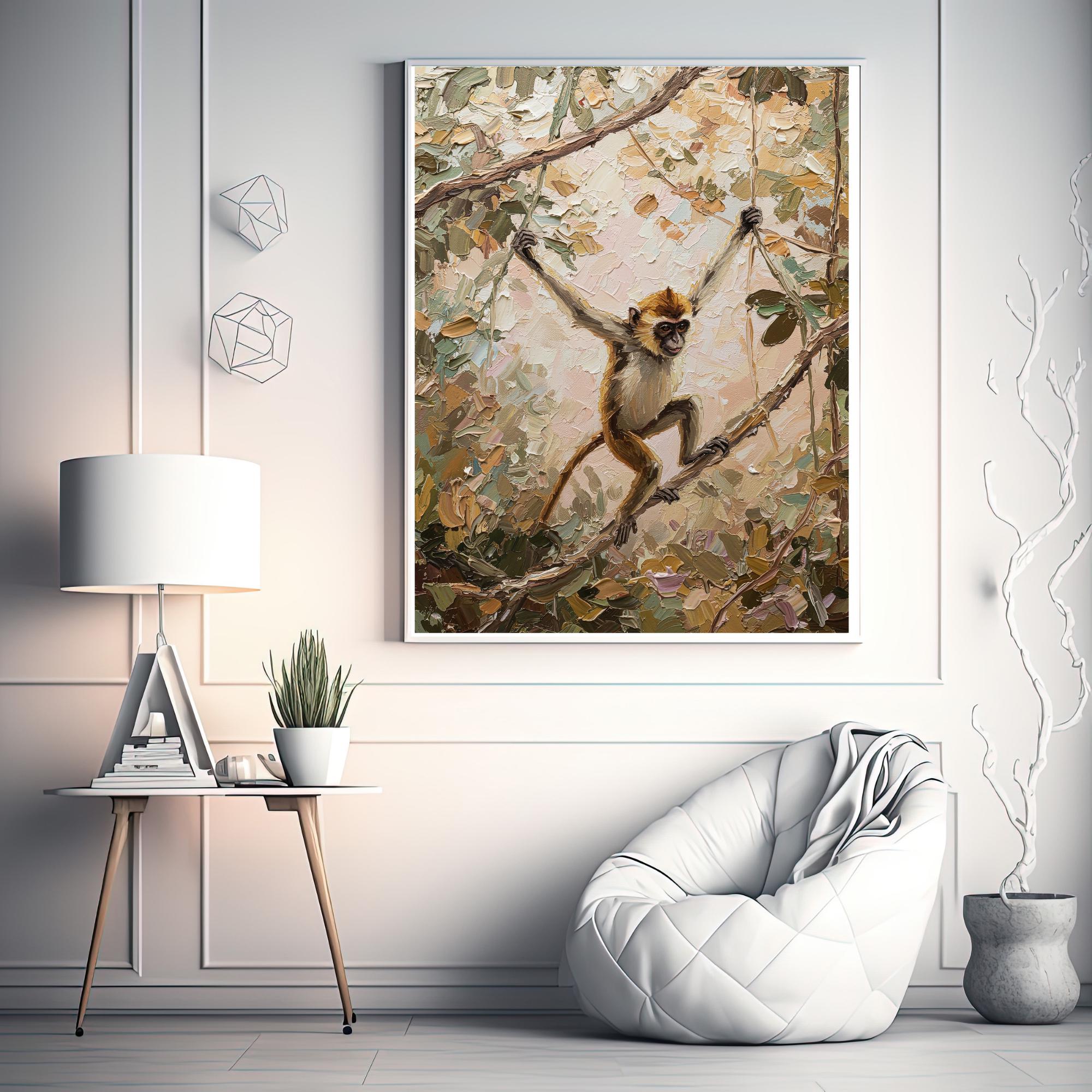 Macaque Monkey Printable Wall Art, Macaque Monkey Digital Art Print , Digital Wall Art
