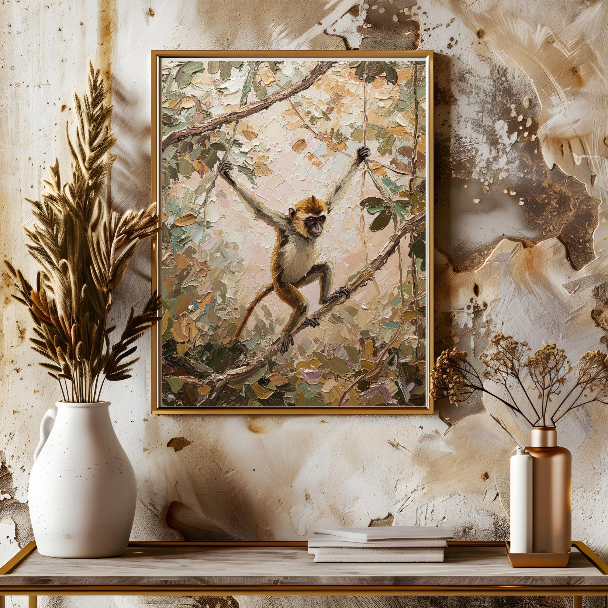 Macaque Monkey Printable Wall Art, Macaque Monkey Digital Art Print , Digital Wall Art