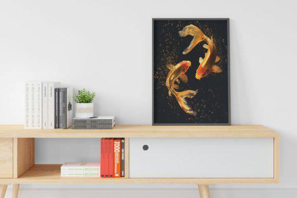 Fantastic Goldfish Wall Art, Whimsical Goldfish Printable Wall Art, Goldfish Digital Wall Art Print, Digital Wall Art
