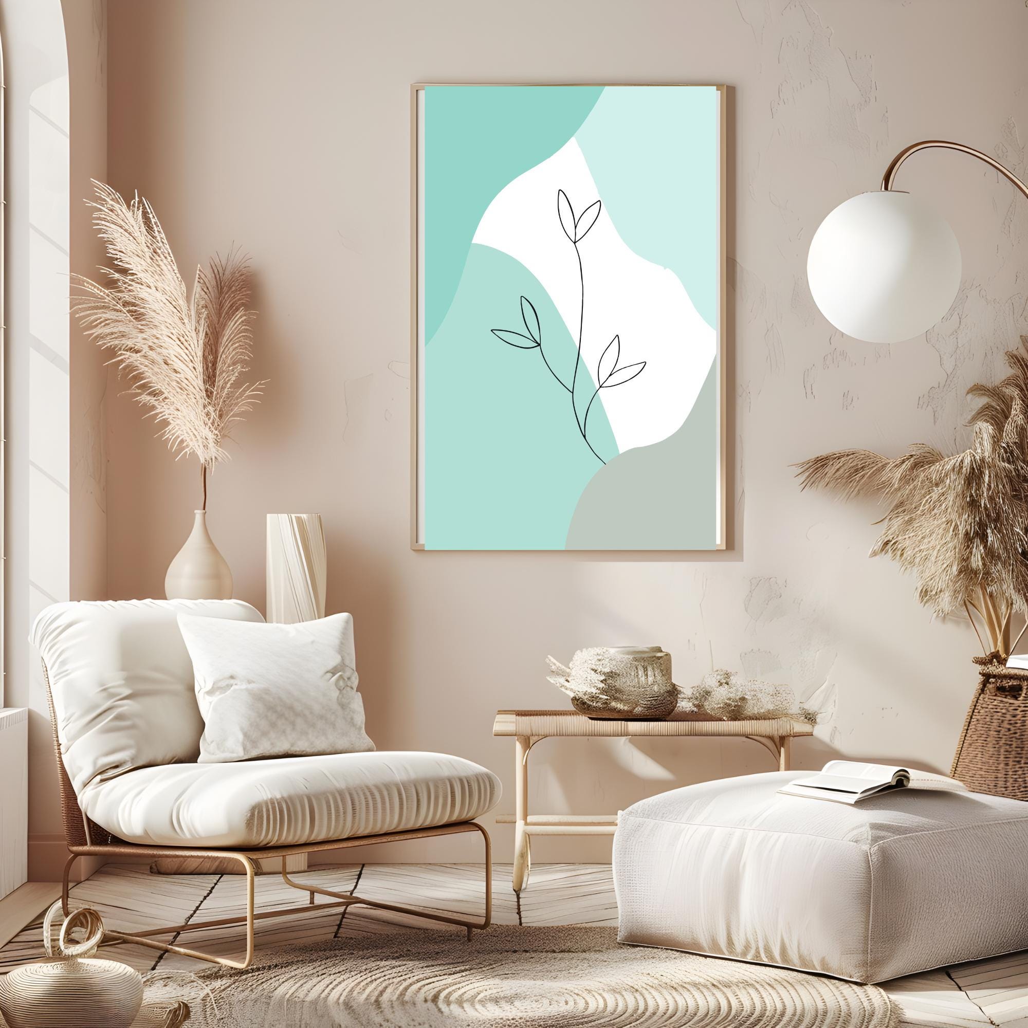 Printable Blue Abstract Wall Art, Gift for Her, Modern Blue Abstract Wall Art, Printable Wall Art