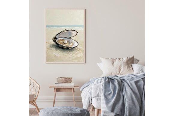 Ocean Pearl Printable Wall Art Decor, Coastal Digital Download, Beach-Themed Decor, Sea-Inspired Minimalist Art