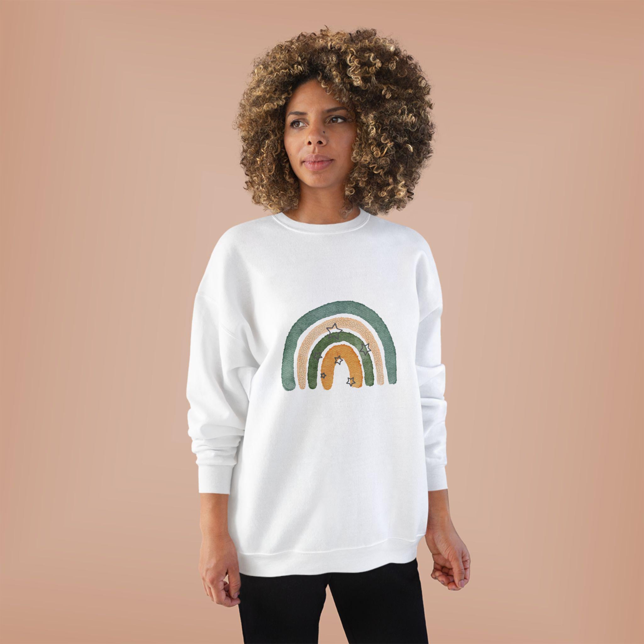 Rainbow Eco-Friendly Crewneck Sweatshirt, Unisex Sweatshirt, Sustainable Fashion, Cozy Apparel, Gift for Nature Lovers, Casual Wear