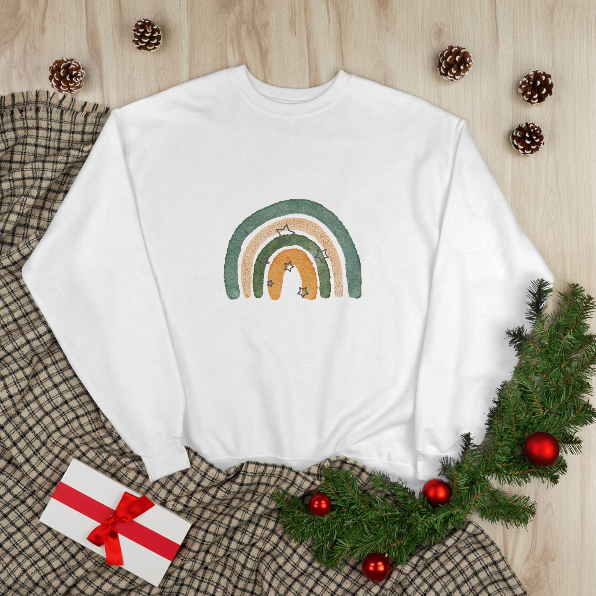 Rainbow Eco-Friendly Crewneck Sweatshirt, Unisex Sweatshirt, Sustainable Fashion, Cozy Apparel, Gift for Nature Lovers, Casual Wear