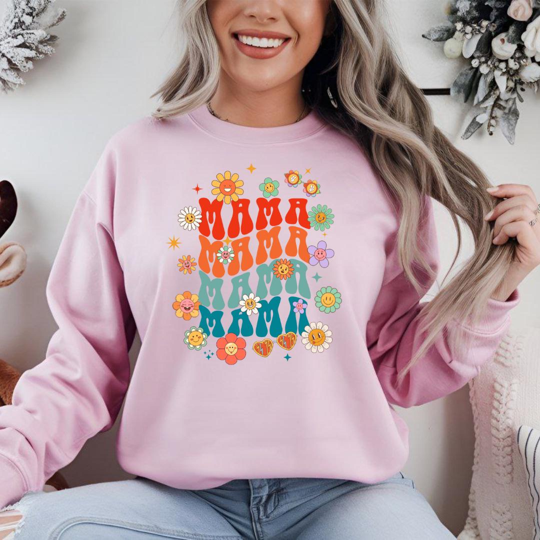 Colorful Floral Mom Champion Sweatshirt, Gift for Mom, Stylish Sweatshirt, Spring Fashion, Cozy Apparel, Mother's Day Gift