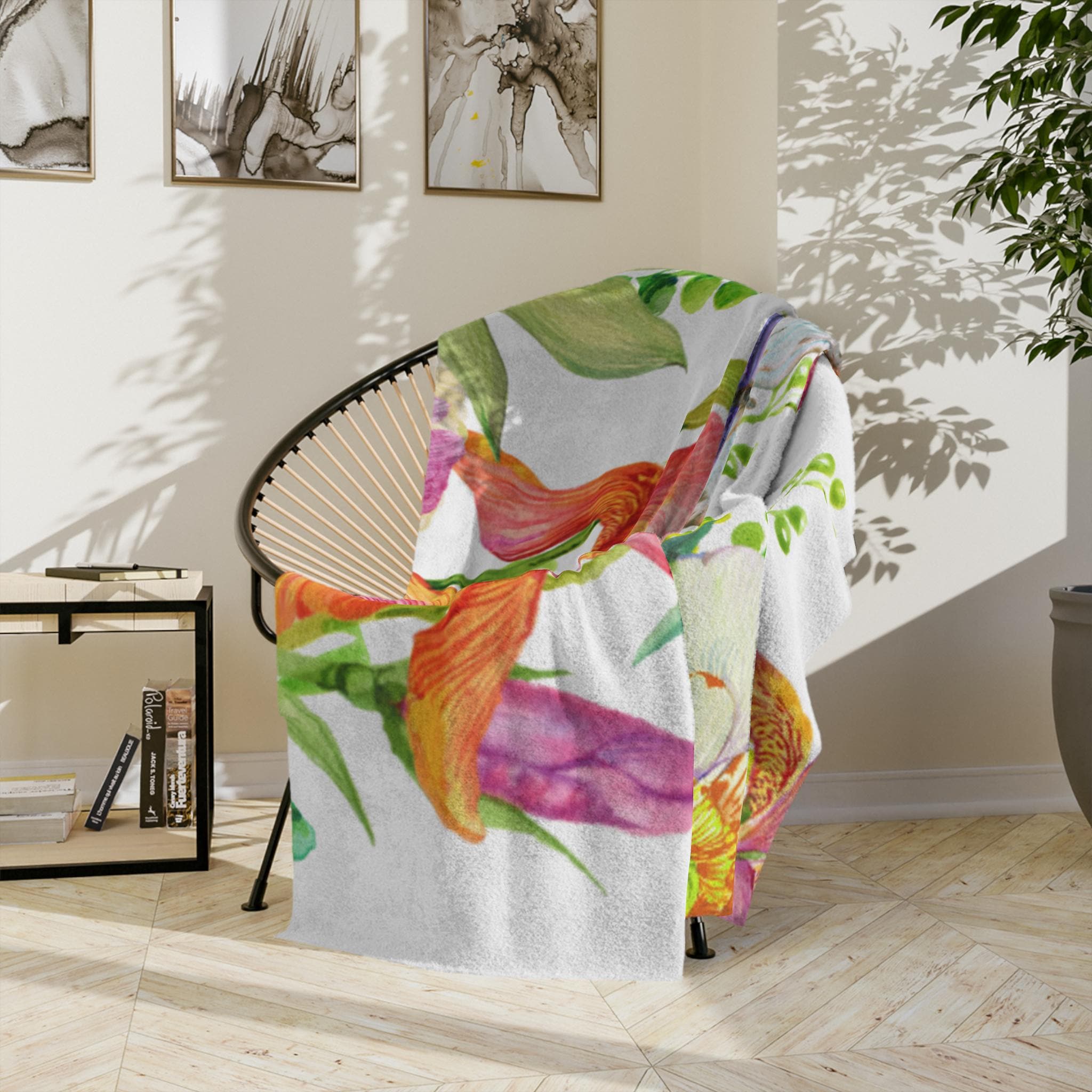Floral Velveteen Microfiber Blanket | Cozy Floral Throw Blanket, Spring Home Decor, Gifts for Her, Butterfly Design, Soft Bedding