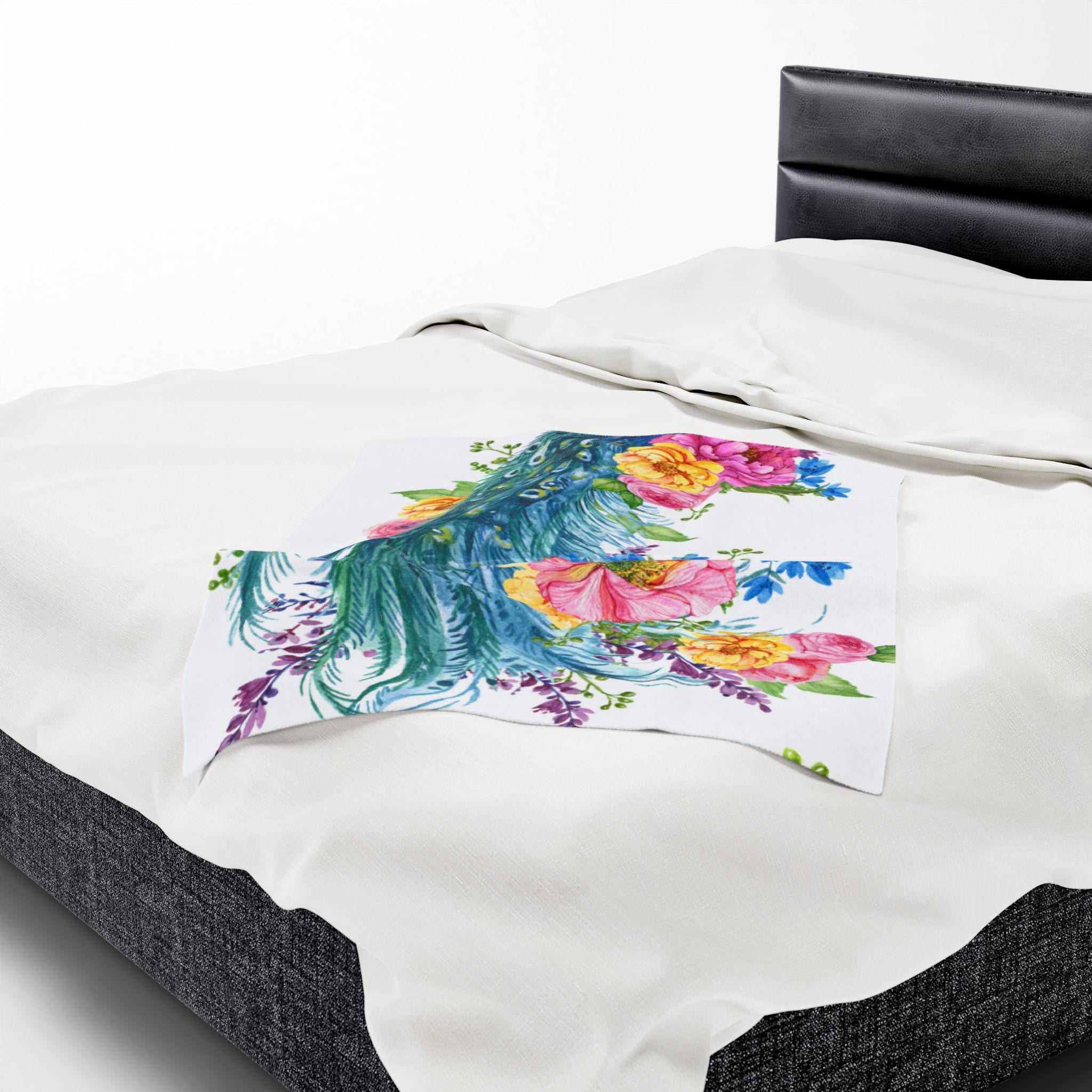 Floral Peacock Plush Blanket | Cozy Decorative Throw | Perfect for Home Decor, Gift for Her, Birthday, or Wedding
