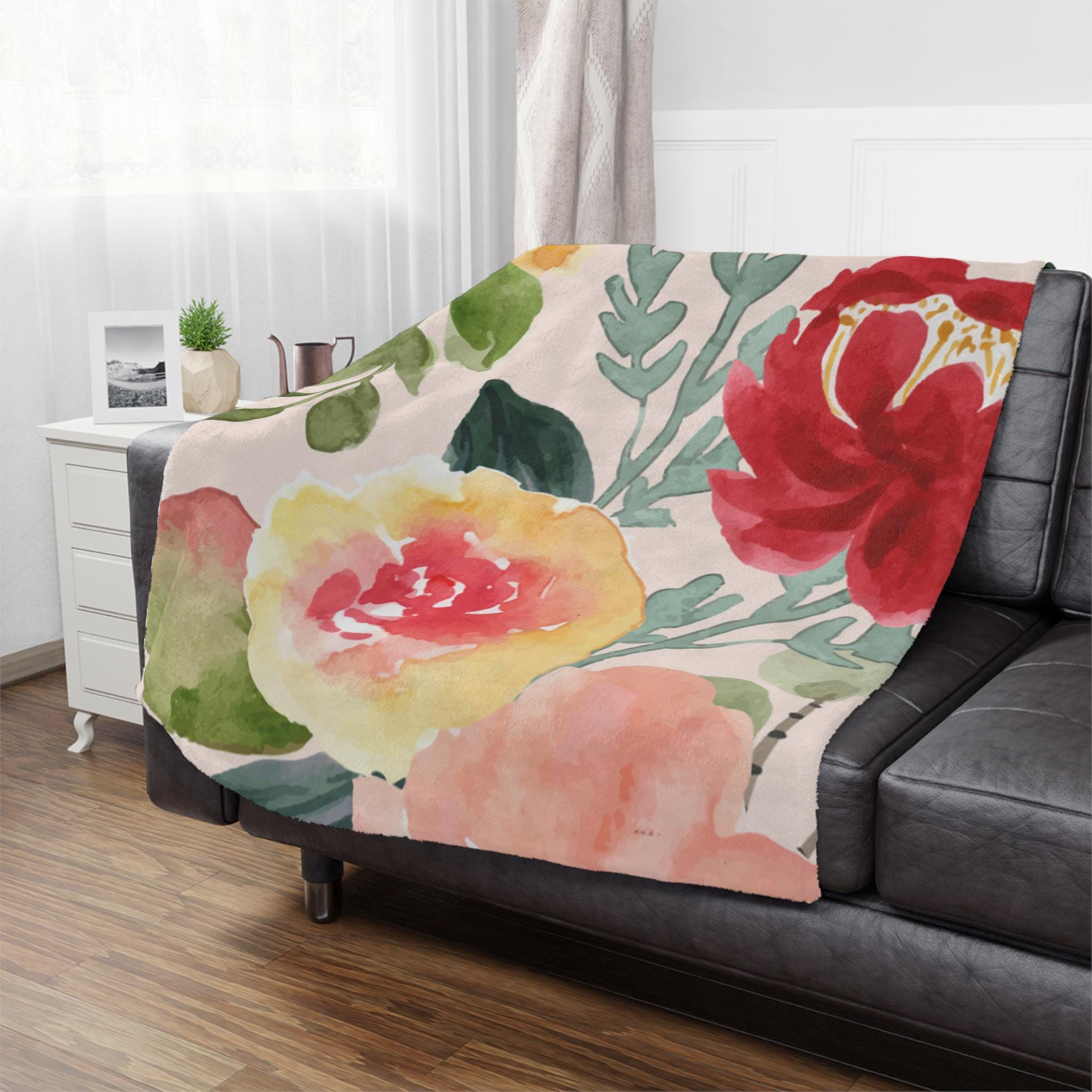 Floral Minky Blanket | Cozy Throw for Babies, Nursery Decor, Baby Shower Gift, Soft Floral Blanket, Mother's Day Present