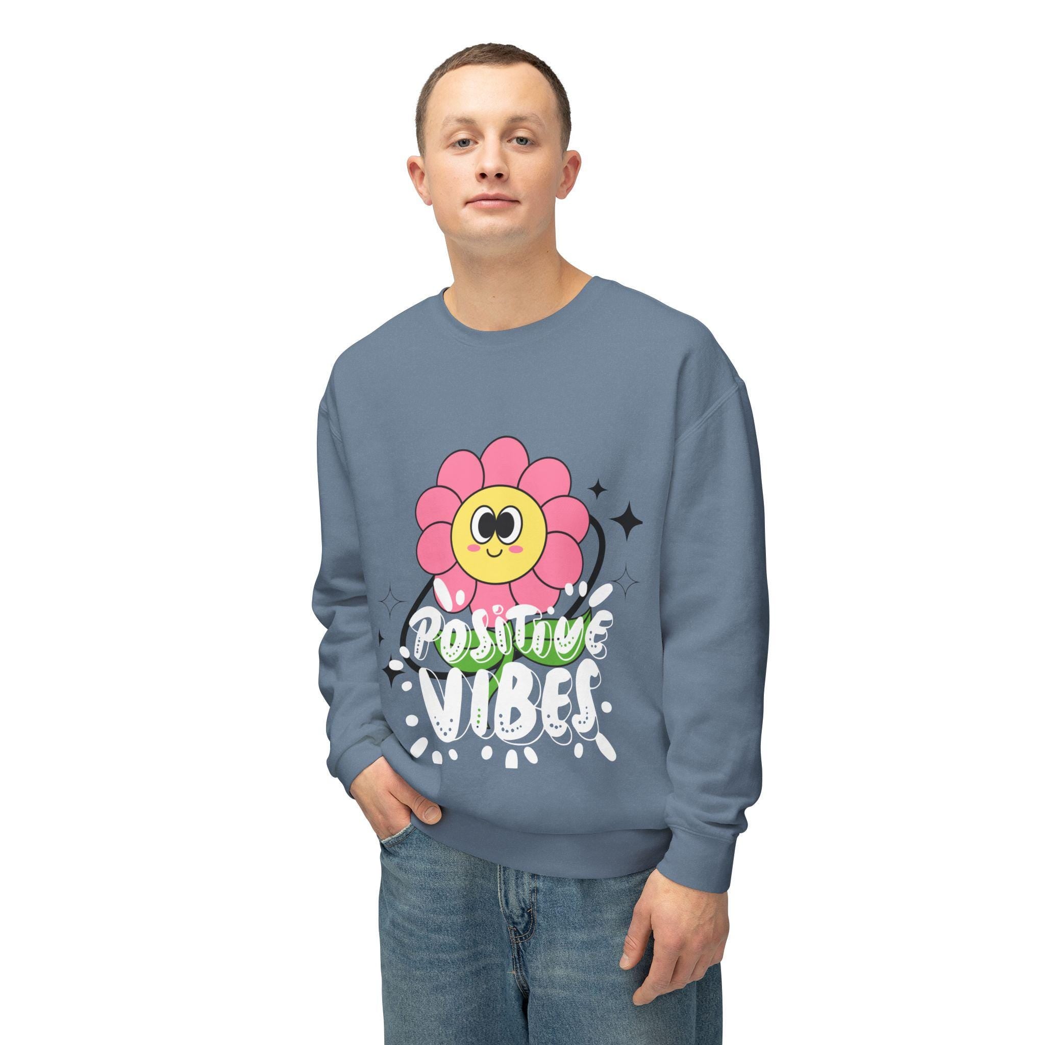 Cheerful Flower Crewneck Sweatshirt for Positive Vibes, Cute Sweatshirt, Unisex Casual Wear, Gift for Friends, Spring Fashion