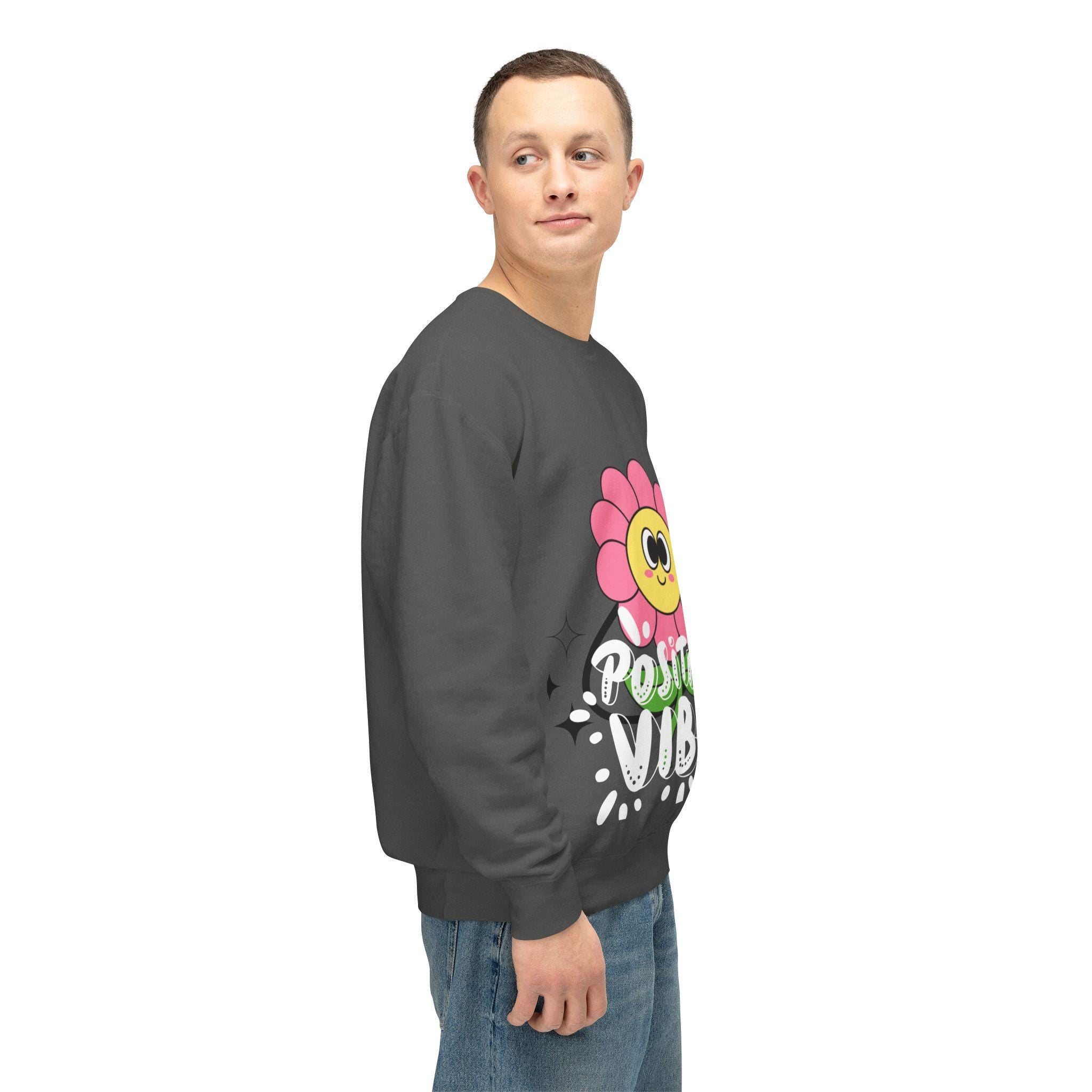 Cheerful Flower Crewneck Sweatshirt for Positive Vibes, Cute Sweatshirt, Unisex Casual Wear, Gift for Friends, Spring Fashion