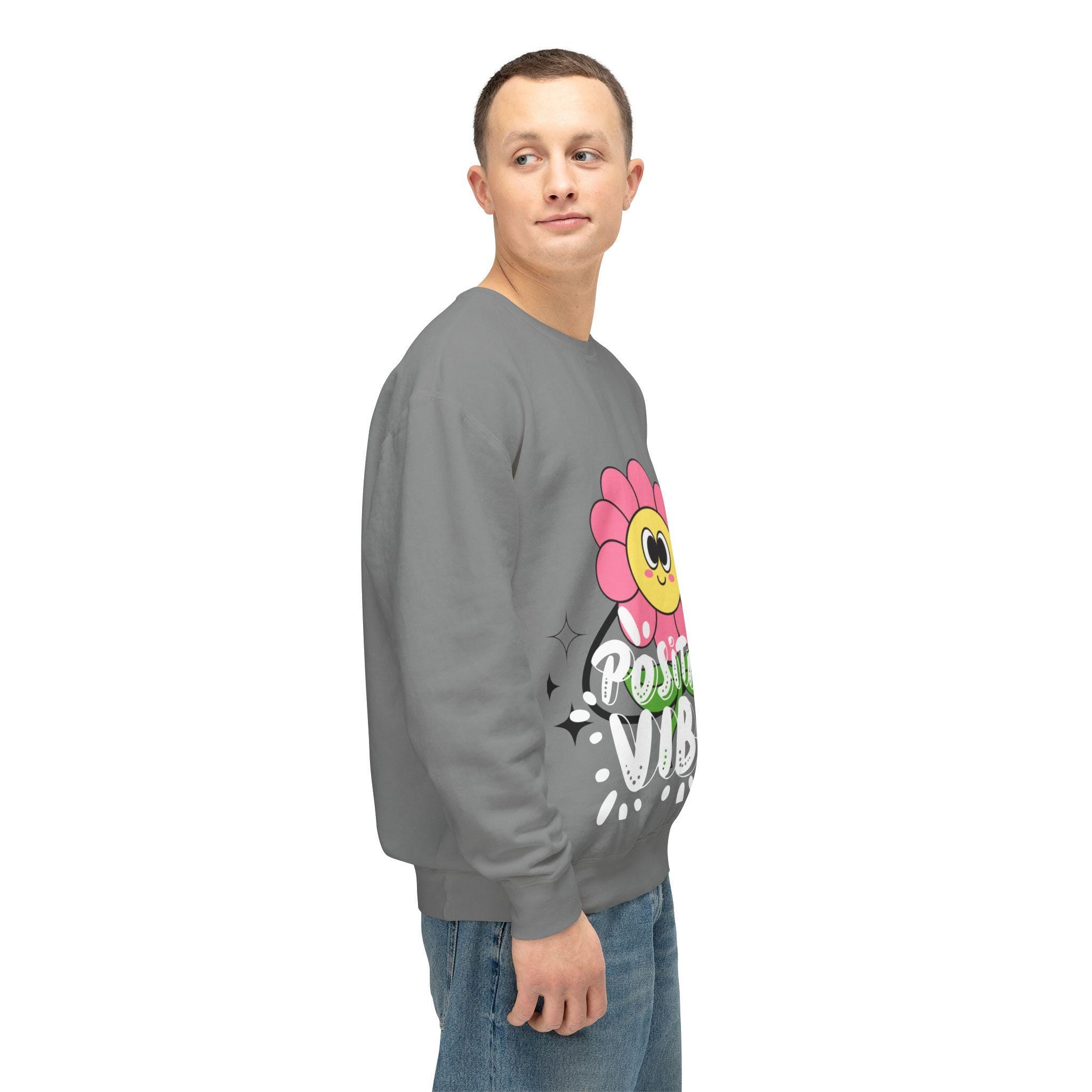 Cheerful Flower Crewneck Sweatshirt for Positive Vibes, Cute Sweatshirt, Unisex Casual Wear, Gift for Friends, Spring Fashion