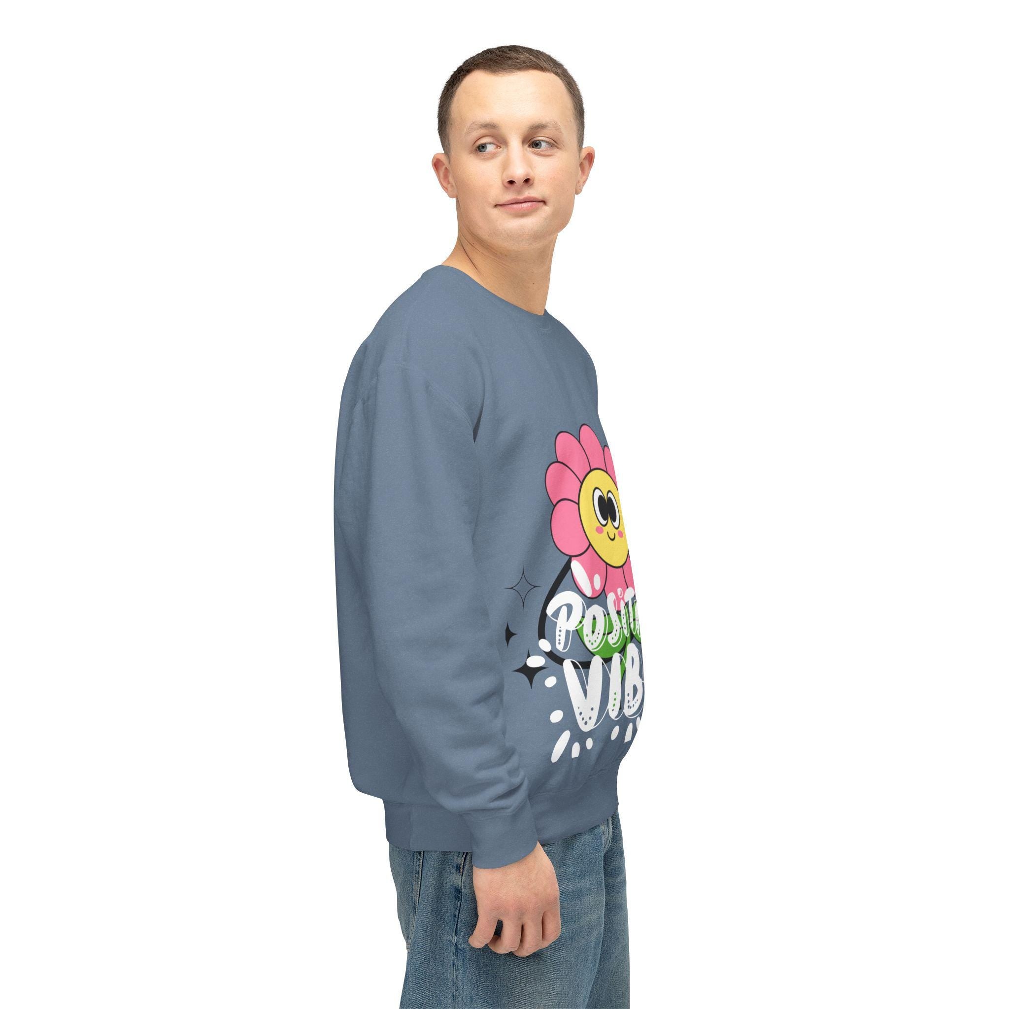 Cheerful Flower Crewneck Sweatshirt for Positive Vibes, Cute Sweatshirt, Unisex Casual Wear, Gift for Friends, Spring Fashion