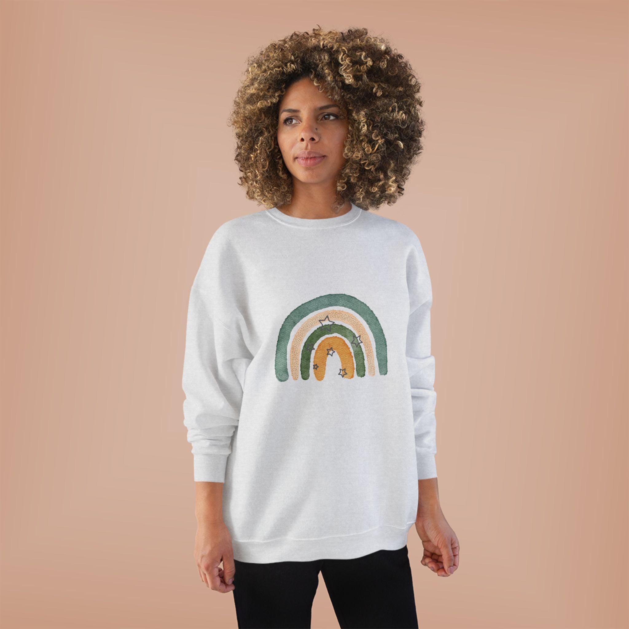 Rainbow Eco-Friendly Crewneck Sweatshirt, Unisex Sweatshirt, Sustainable Fashion, Cozy Apparel, Gift for Nature Lovers, Casual Wear