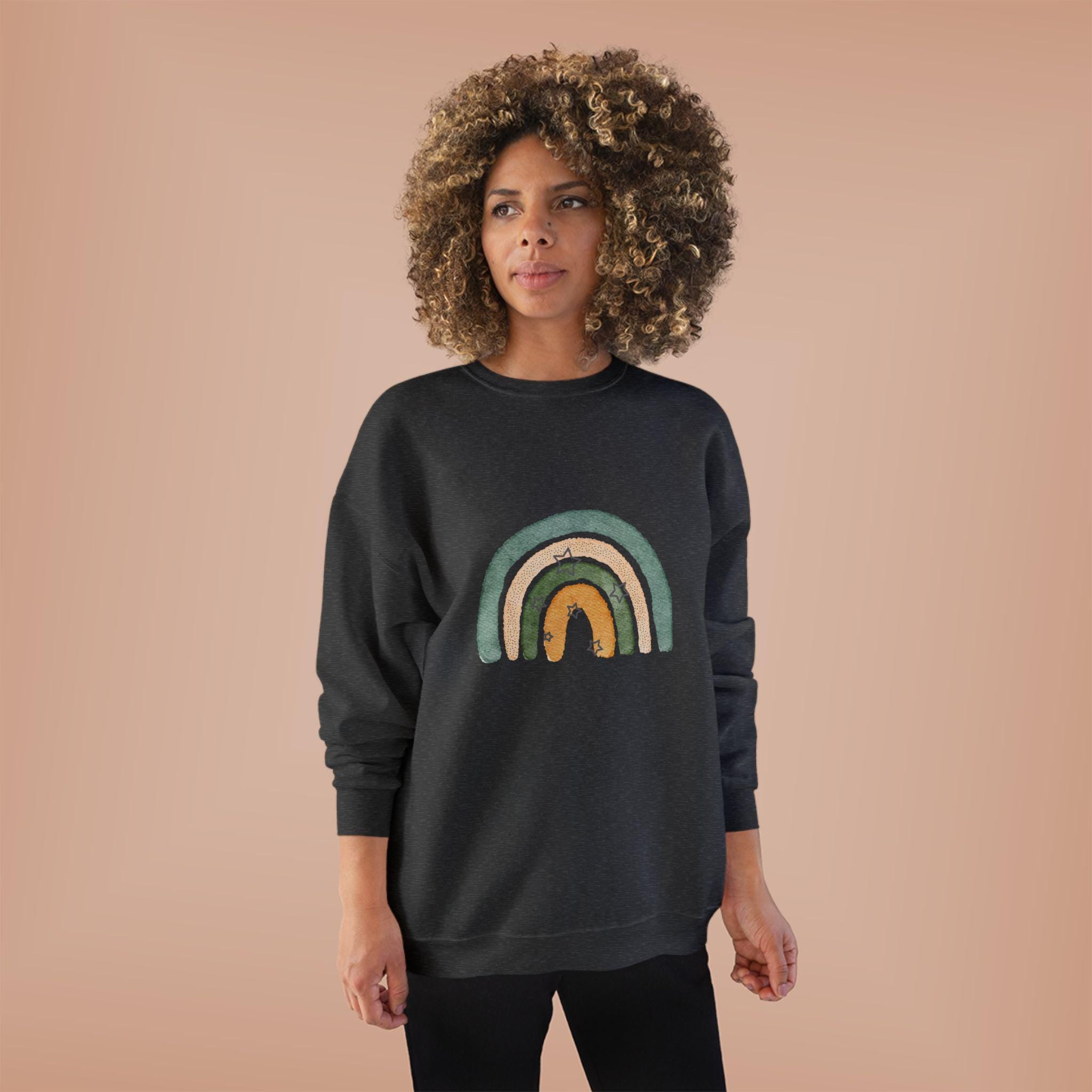 Rainbow Eco-Friendly Crewneck Sweatshirt, Unisex Sweatshirt, Sustainable Fashion, Cozy Apparel, Gift for Nature Lovers, Casual Wear