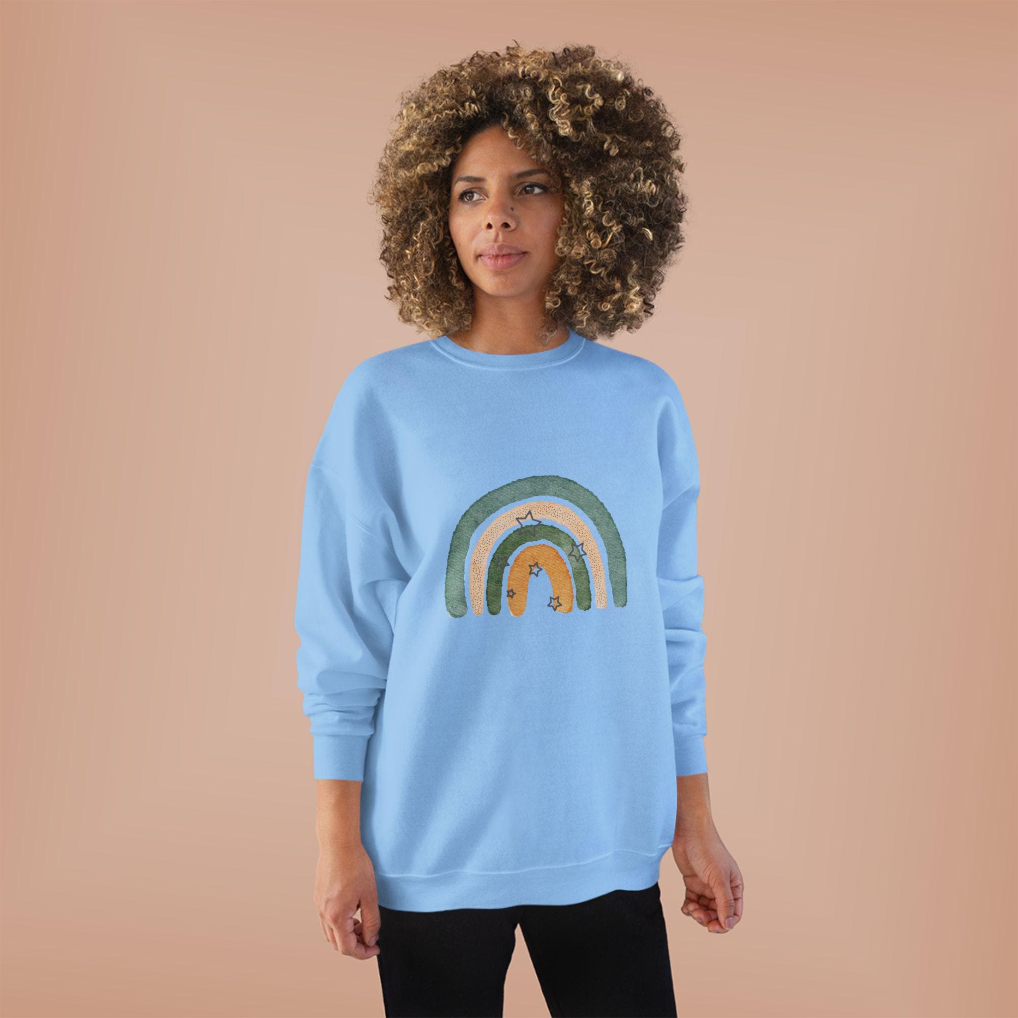 Rainbow Eco-Friendly Crewneck Sweatshirt, Unisex Sweatshirt, Sustainable Fashion, Cozy Apparel, Gift for Nature Lovers, Casual Wear
