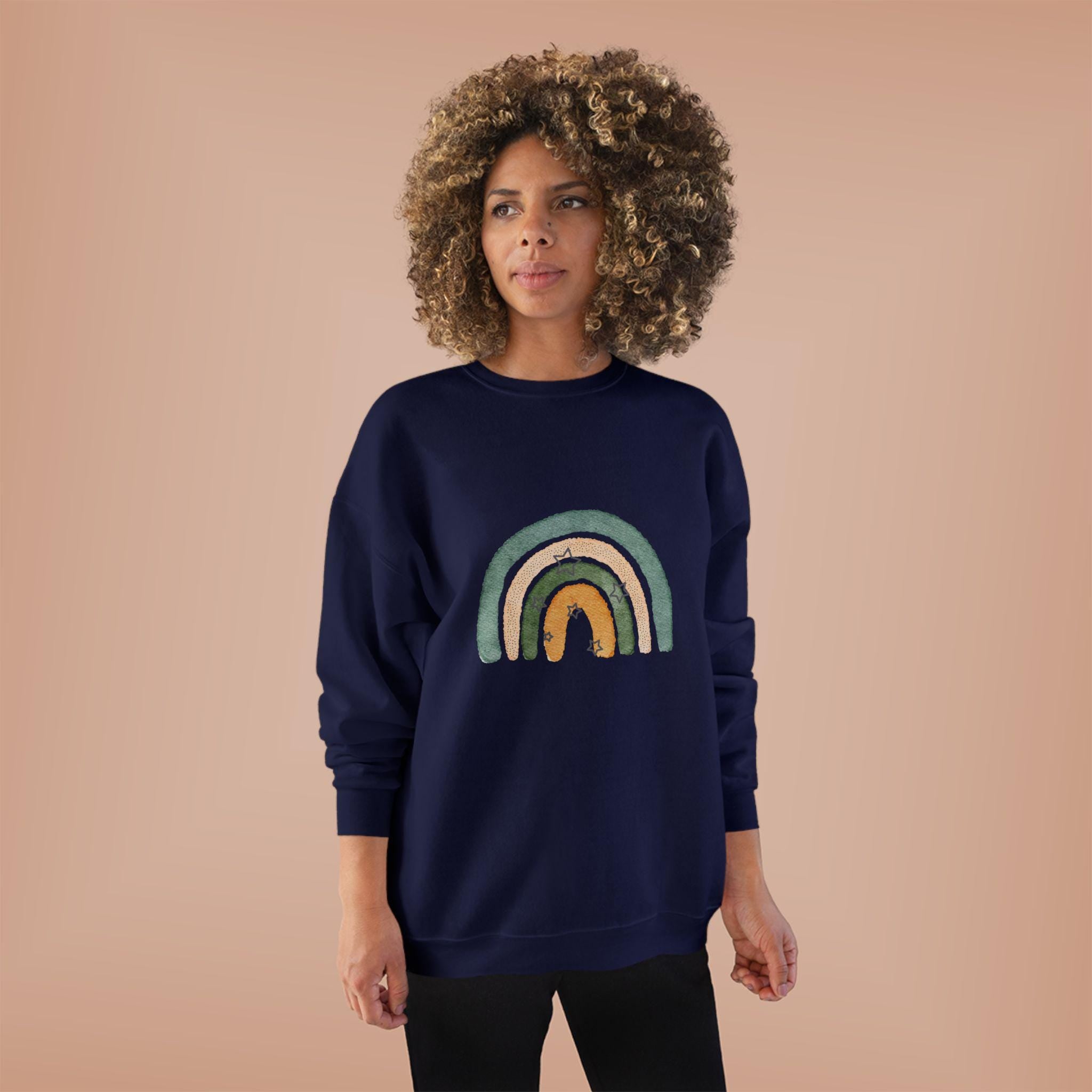 Rainbow Eco-Friendly Crewneck Sweatshirt, Unisex Sweatshirt, Sustainable Fashion, Cozy Apparel, Gift for Nature Lovers, Casual Wear
