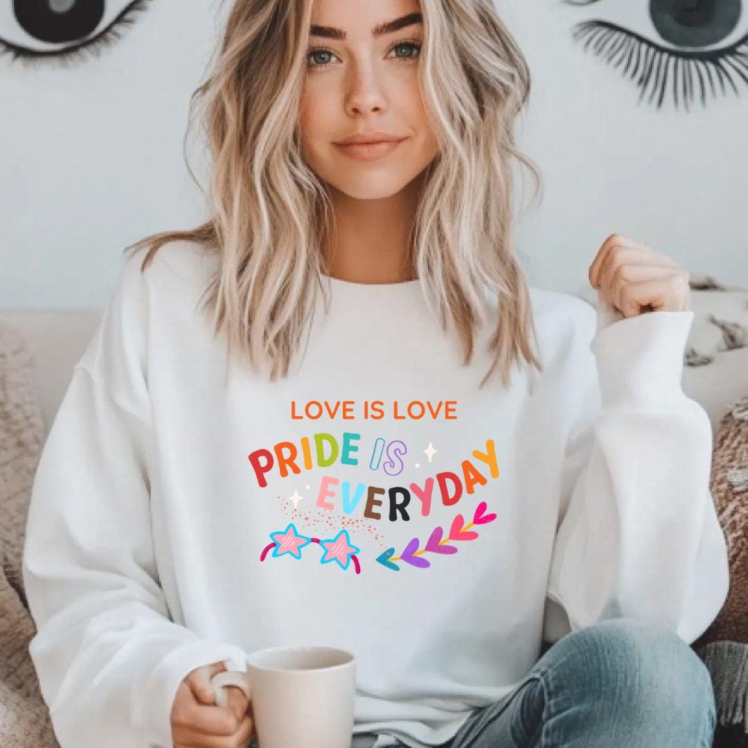 Pride Crewneck Sweatshirt - Love is Love, LGBTQ+ Apparel, Pride Month Gift, Comfortable Casual Wear, Unisex Fashion