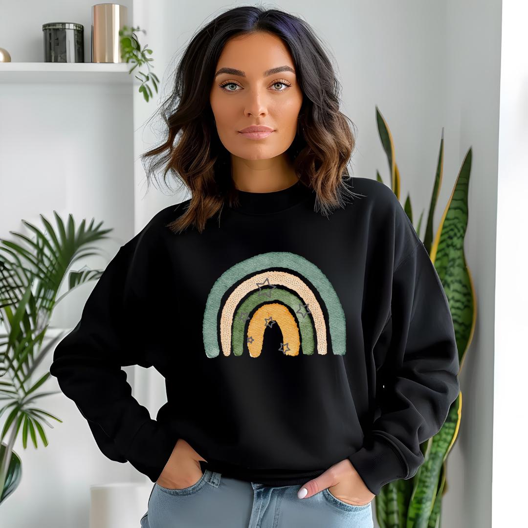 Rainbow Eco-Friendly Crewneck Sweatshirt, Unisex Sweatshirt, Sustainable Fashion, Cozy Apparel, Gift for Nature Lovers, Casual Wear