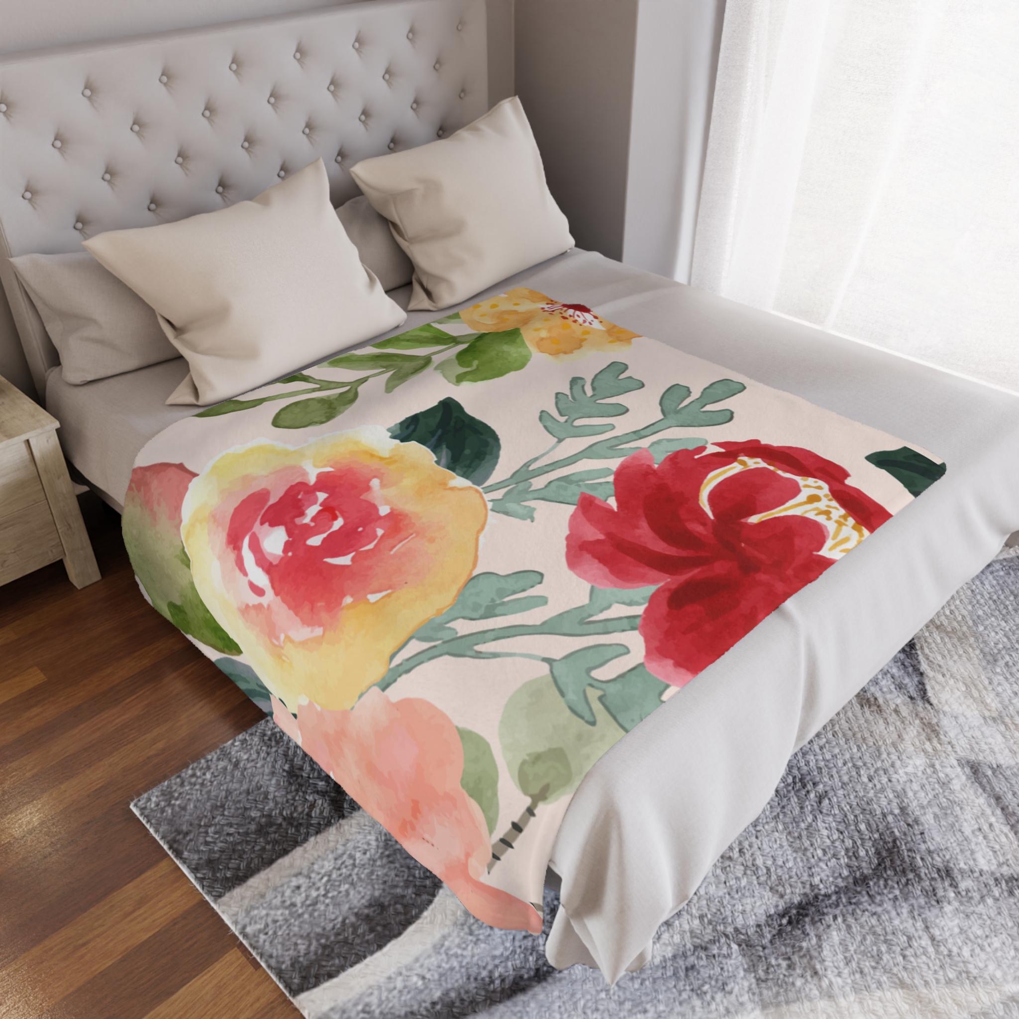 Floral Minky Blanket | Cozy Throw for Babies, Nursery Decor, Baby Shower Gift, Soft Floral Blanket, Mother's Day Present