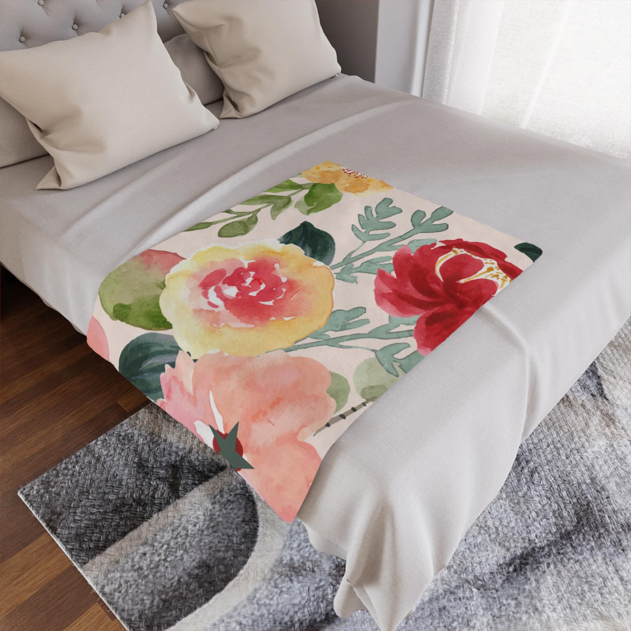 Floral Minky Blanket | Cozy Throw for Babies, Nursery Decor, Baby Shower Gift, Soft Floral Blanket, Mother's Day Present